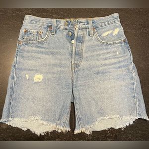 Levi’s 501 mid-length jean shorts, size 25